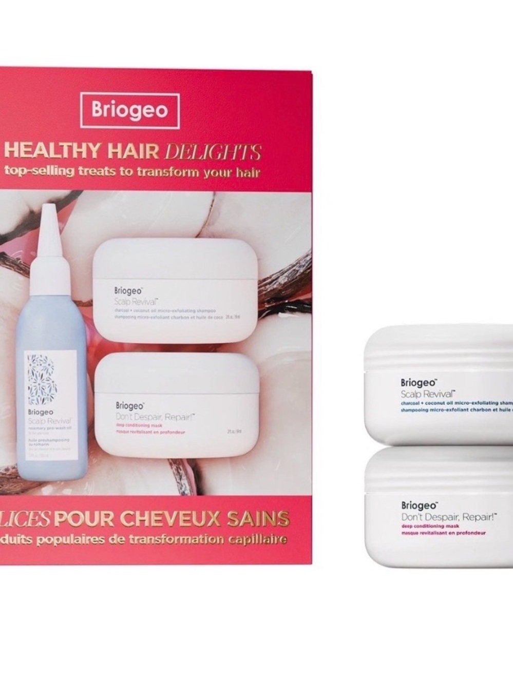 Briogeo Healthy Hair Delights Set Scalp Revival Don't Despair Shampoo Mask Oil